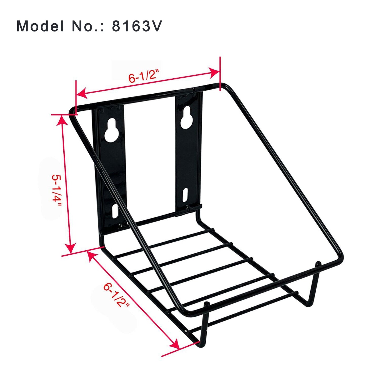 Wall Mounted Wire Rack for Single Gallon Bottle - Black PN 8163V