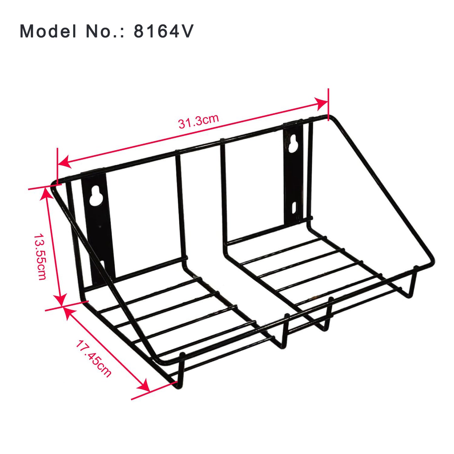 Wall Mounted Wire Rack for Double Gallon Bottle - Black PN 8164V