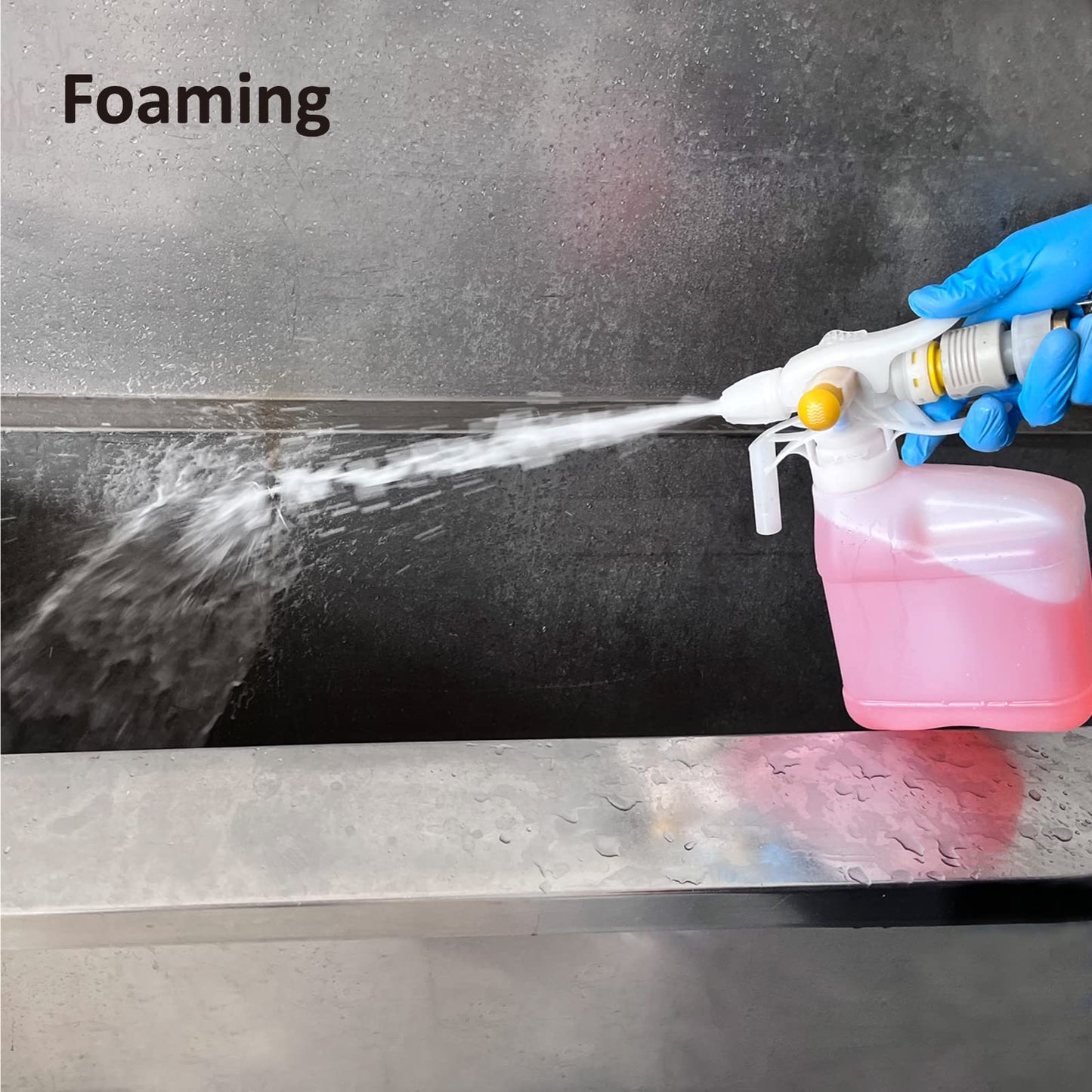 Hand Hold Bottle Top Foaming Sprayer Proportioner with 1Litre POPS MF Bottle, Chemical Dispensing System, Precision Chemical Dilution Operation for Supermarket, Restaurant, 8199-Sample