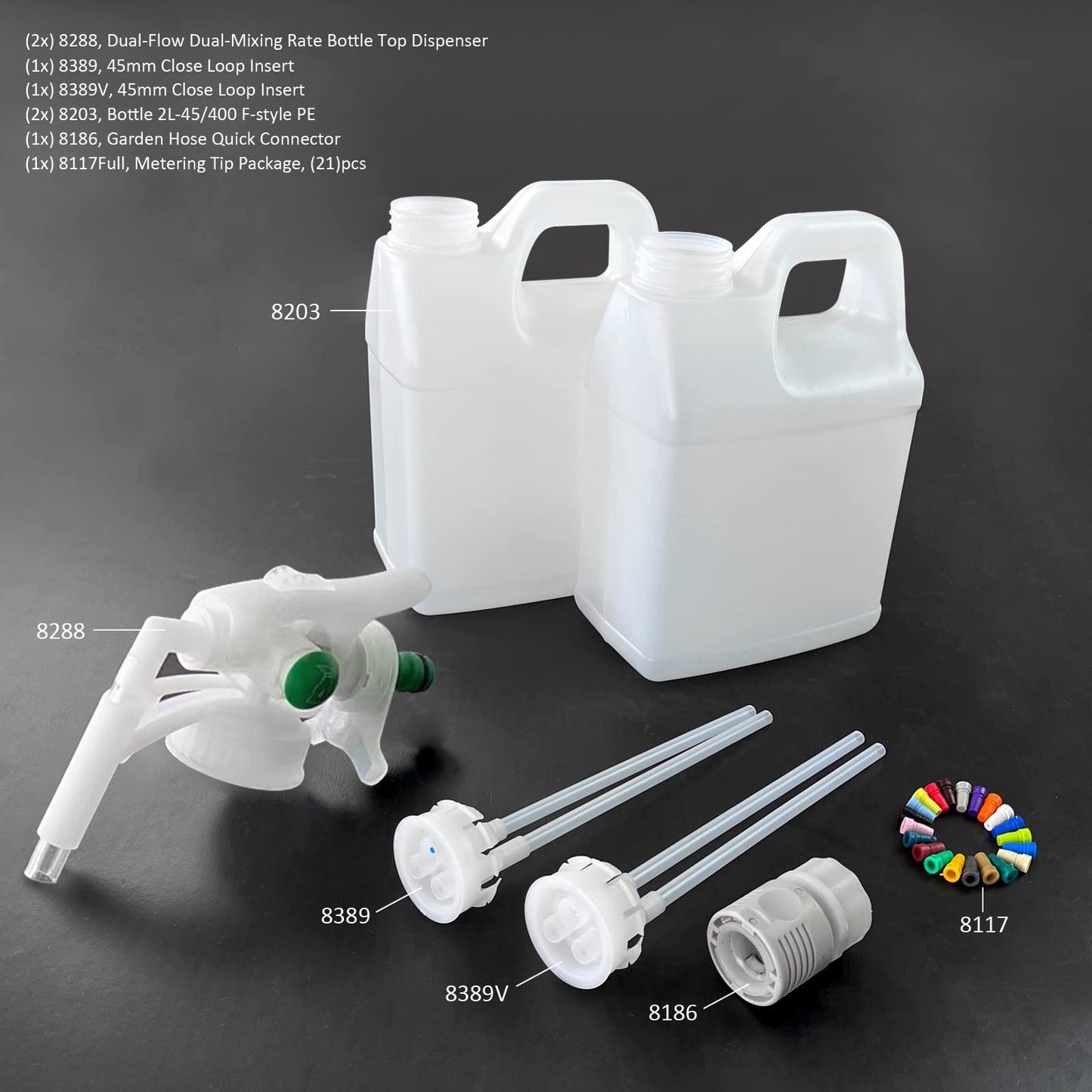 Hand-held Bottle Top Proportioner, Chemical Dispensing System, Dual Flow Dual Mixing Rate Precision Chemical Dilution Operation for Supermarket, Restaurant, 8288-Sample