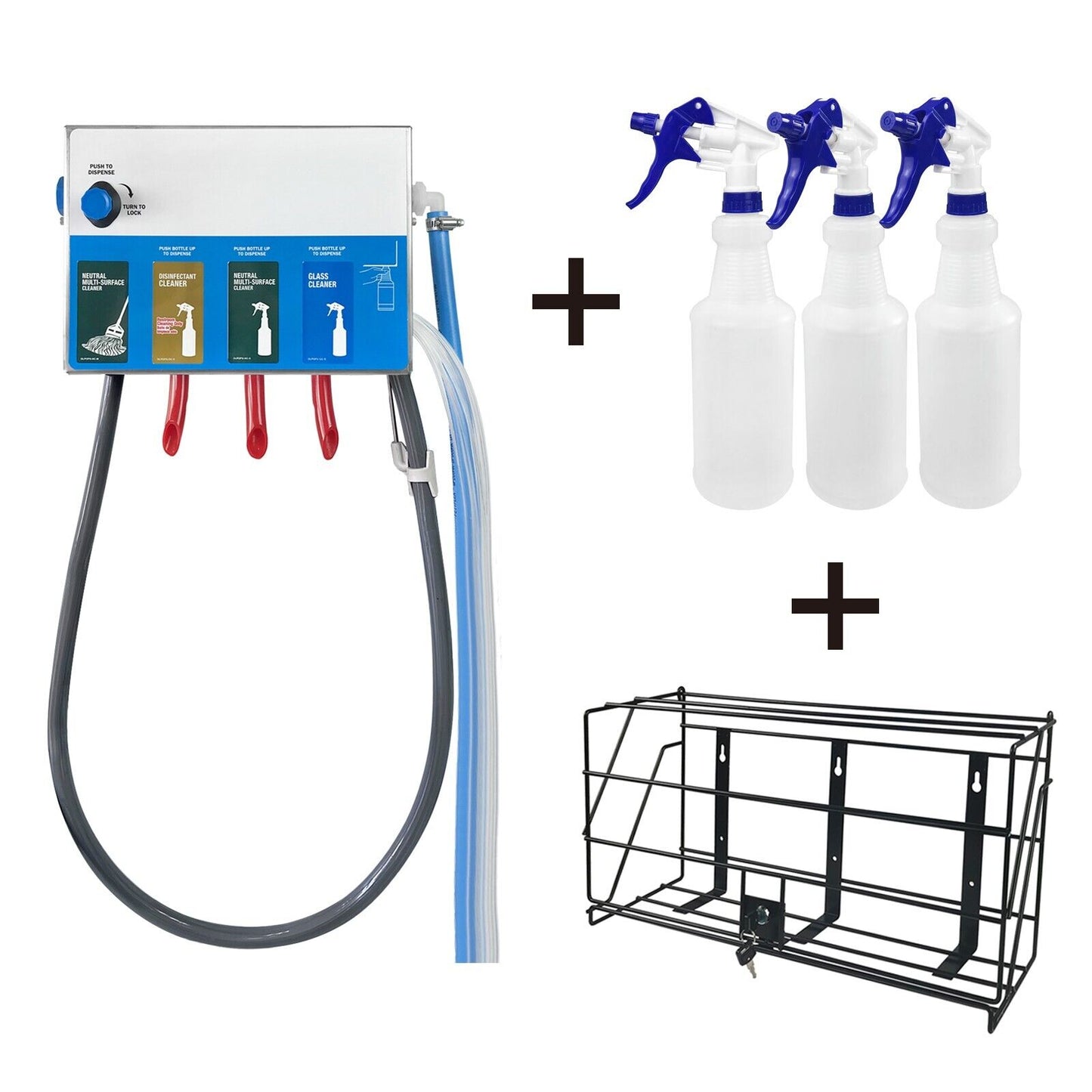 4-products Bottle and Mop Bucket, Chemical Proportioner with locking cage, 8134