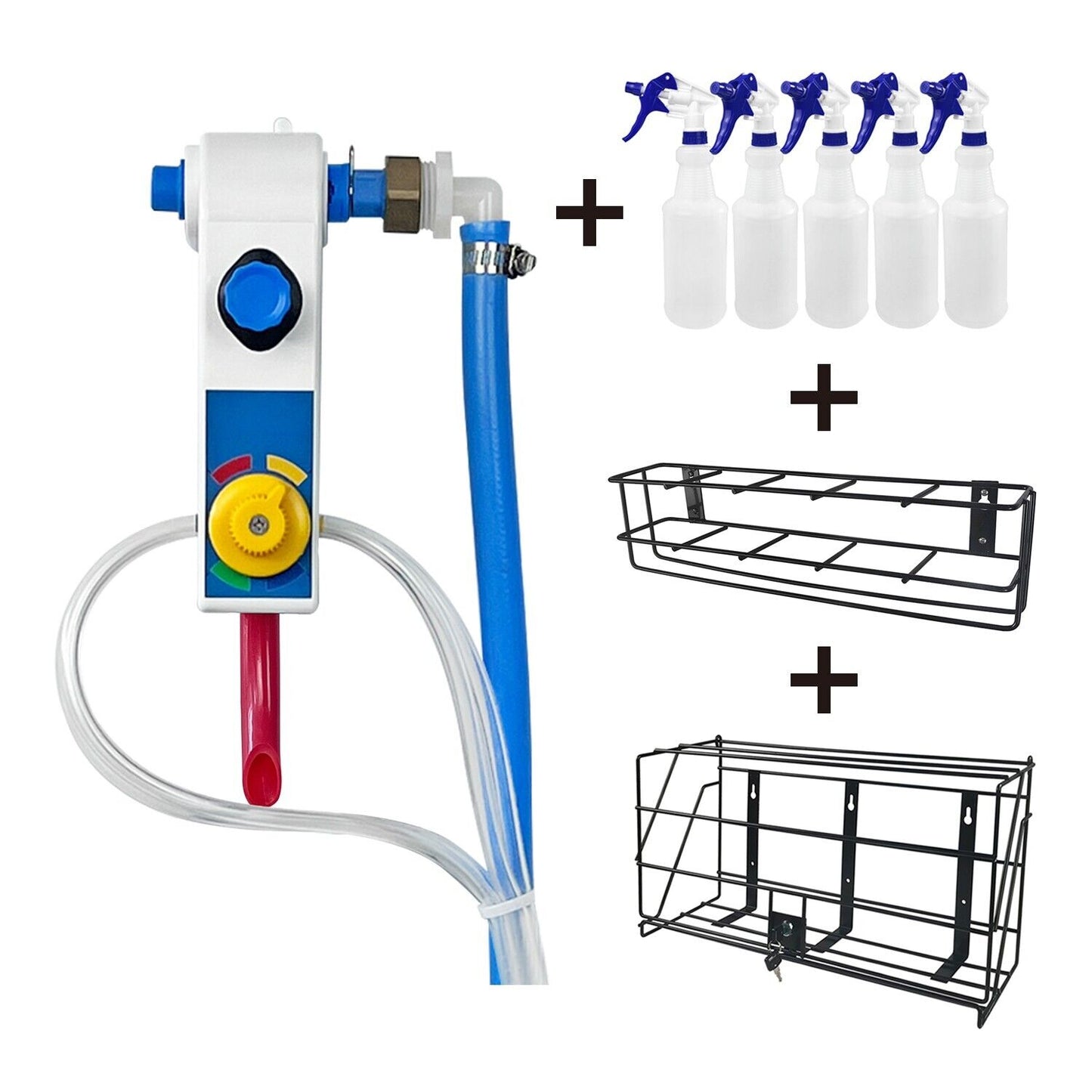 4-products Spray Bottle, Chemical Proportioner with Wall Rack, 8182P-7970