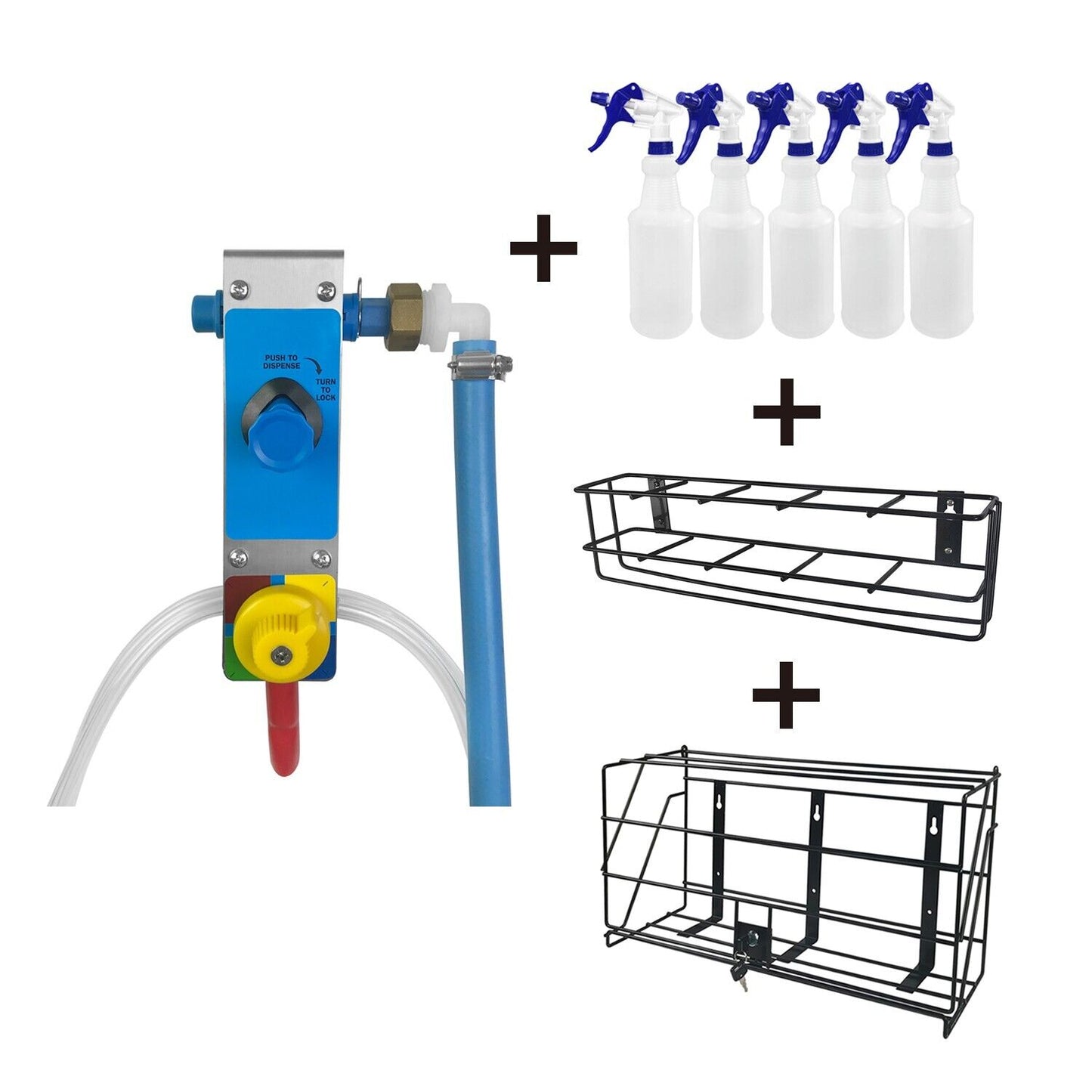 4-products Spray Bottle, Chemical Proportioner with Wall Rack, 8182SS-7970