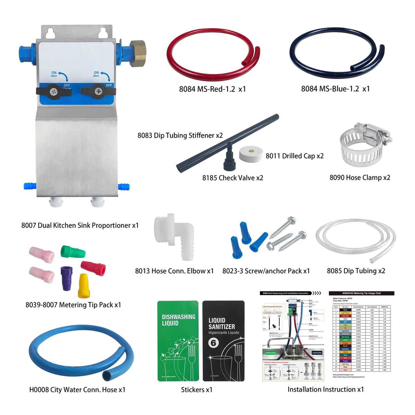 Dual Kitchen Sink Proportioner,  W/Elastic Gap 8088E