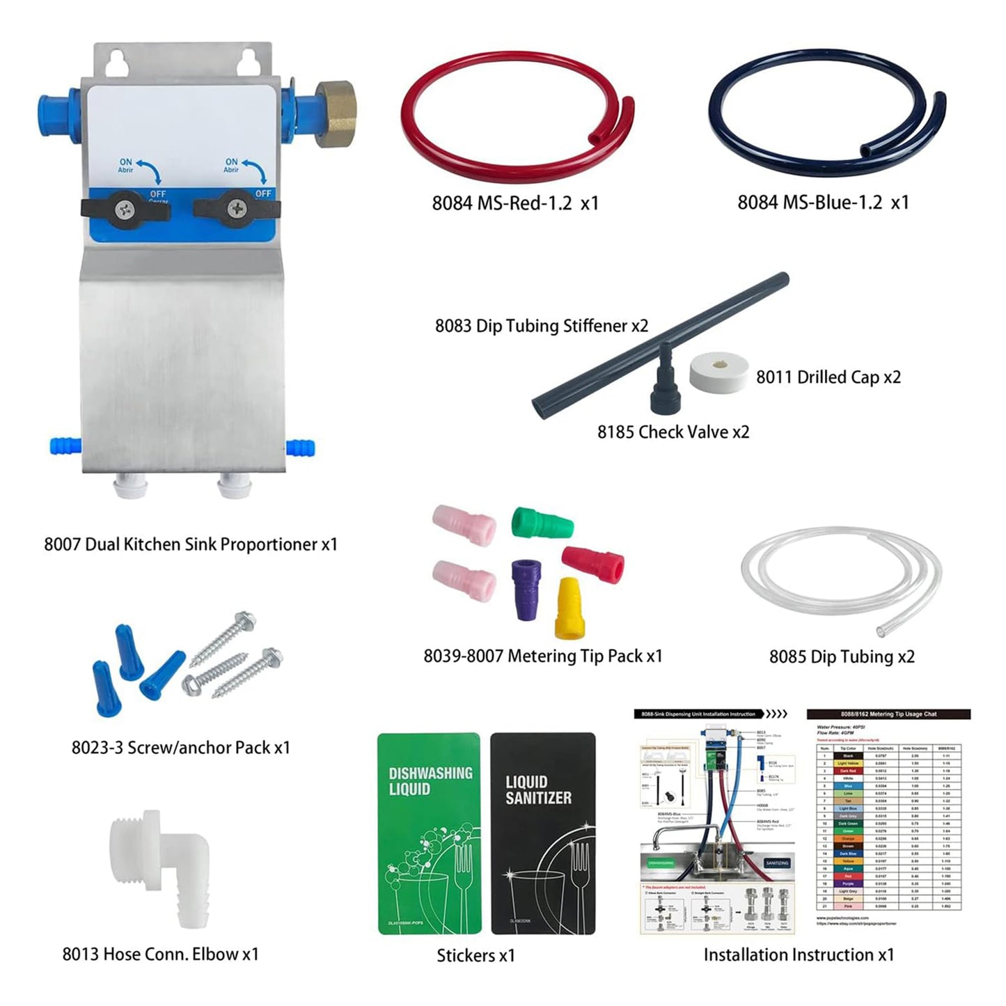 Dual Kitchen Sink Proportioner,  W/Elastic Gap 8088E
