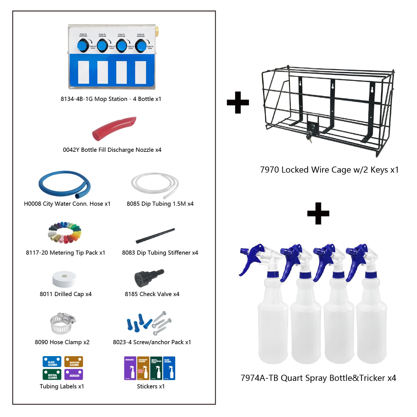 4-products Spray Bottle, Chemical Proportioner with locking cage, 8134-4B-7970