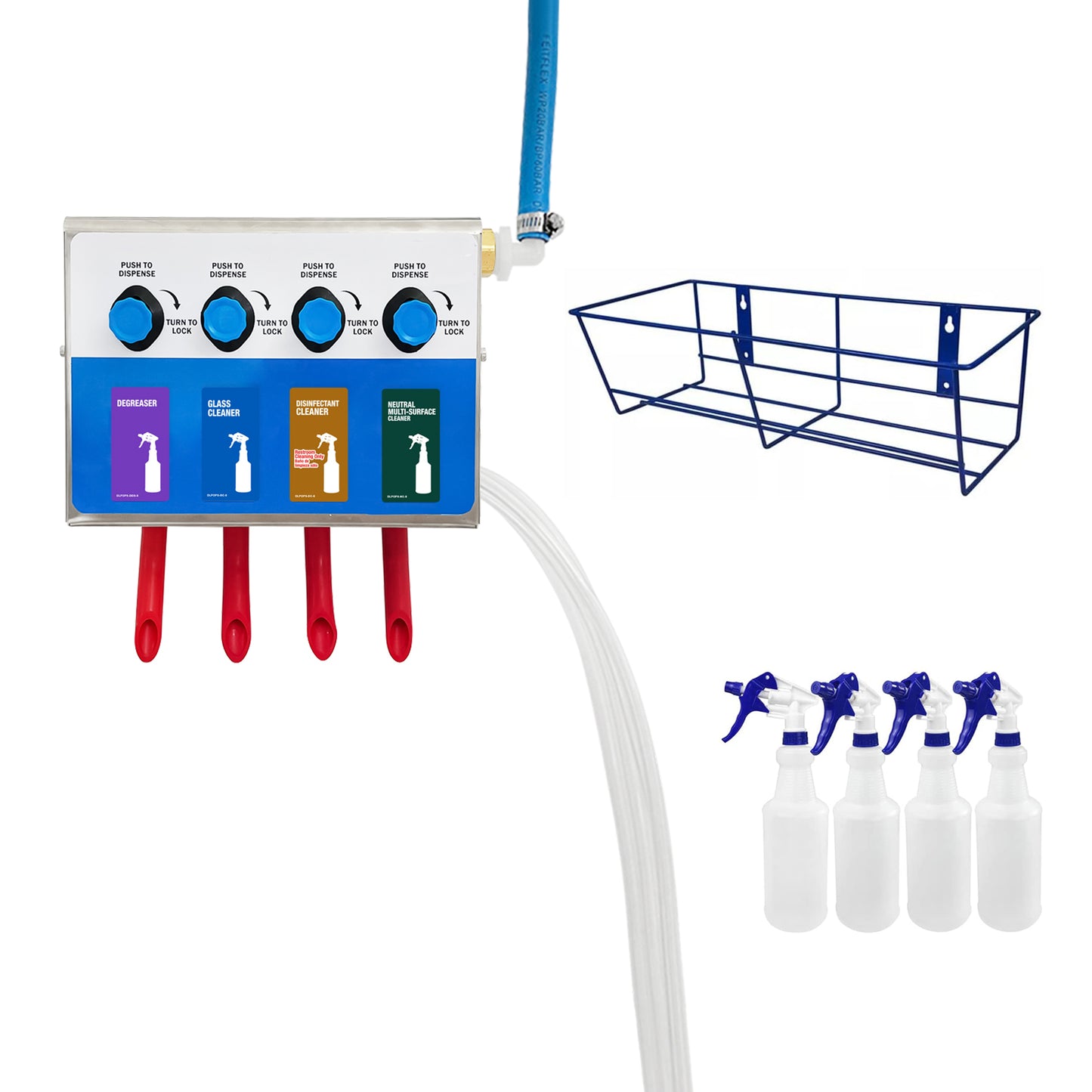 4-products Spray Bottle, Chemical Proportioner with Wall Rack, 8134-4B-9002