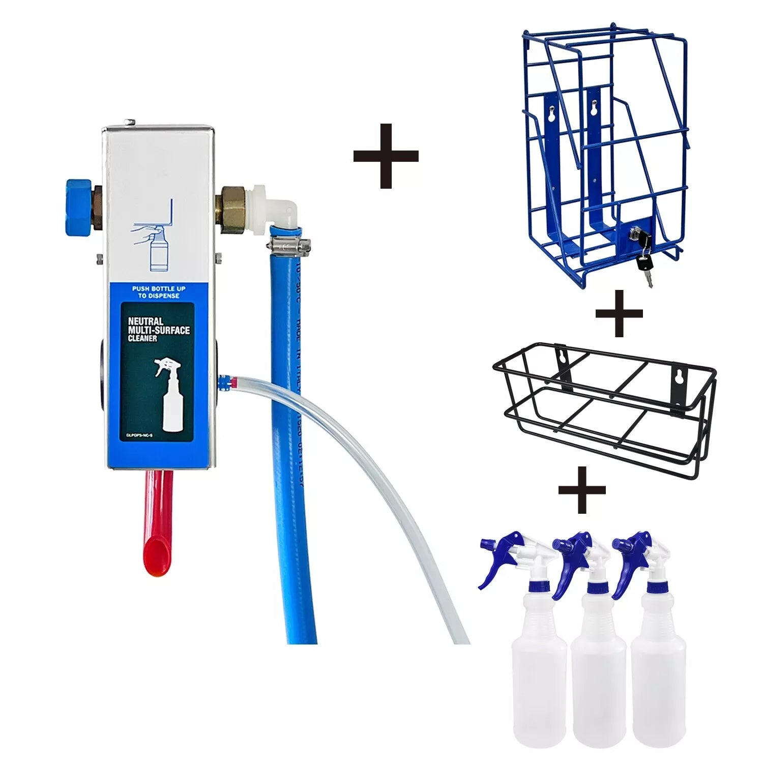 Single Spray Bottle Chemical Proportioner with Wall Racks, Cleaning Ch ...