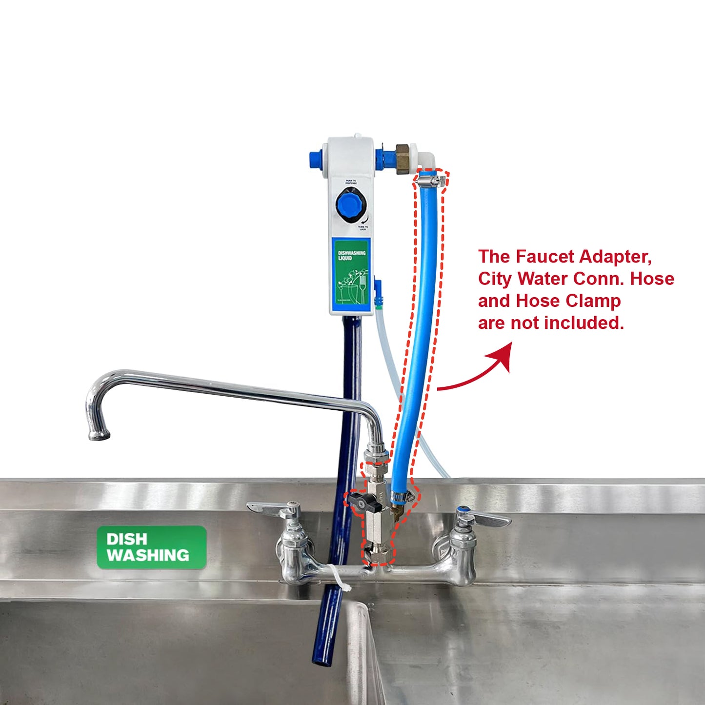 Kitchen Sink Single Proportioner, Dish detergent Sanitizer, Push Button, 8362