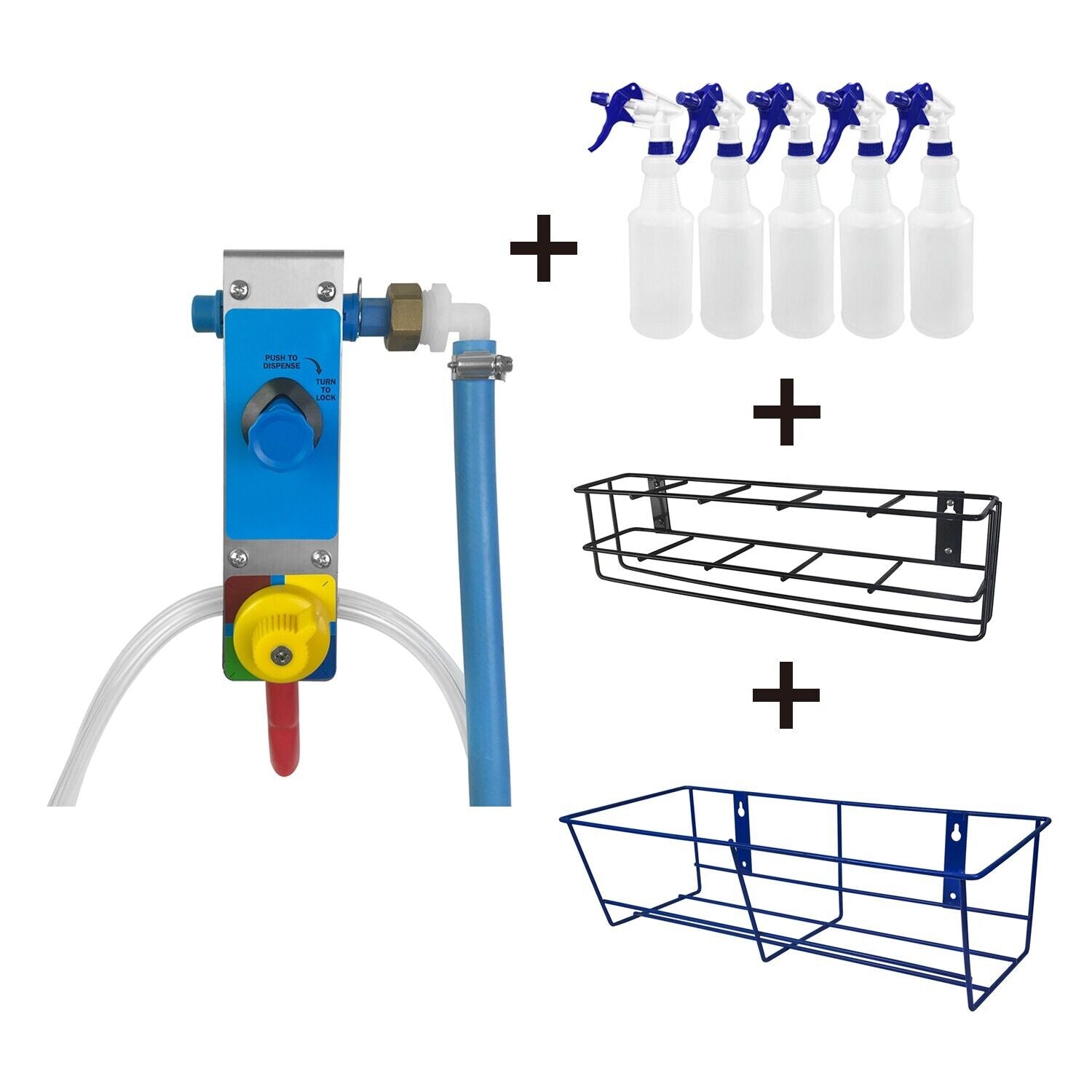 Dilution Racks 4-products Spray Bottle, Chemical Proportioner with Wall Rack, 8182SS ...